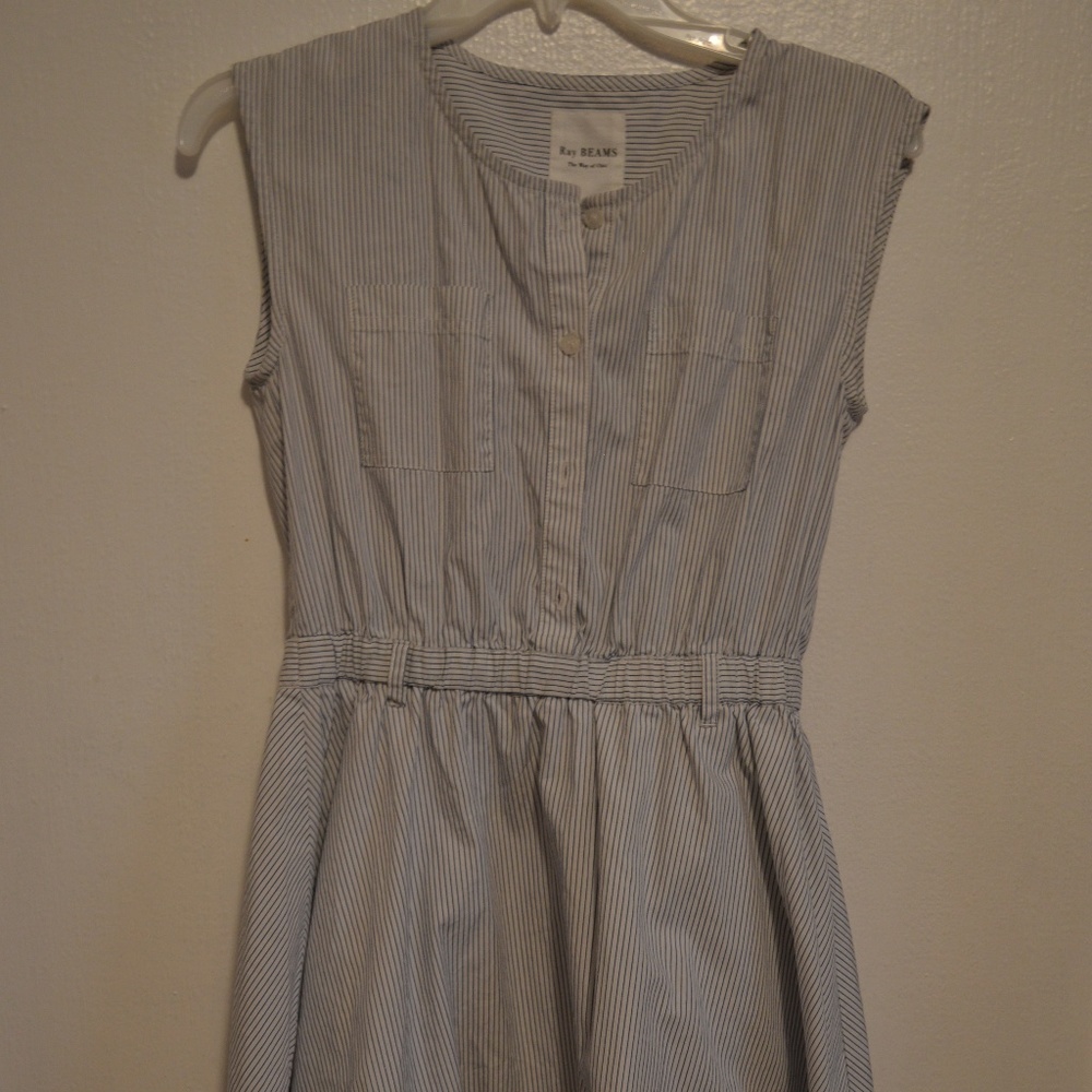 Ray Beams Blue and White Stripes A-line Dress